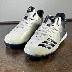 adidas Icon 4 MD Kids Baseball Cleats in Black and White Boys Size 13